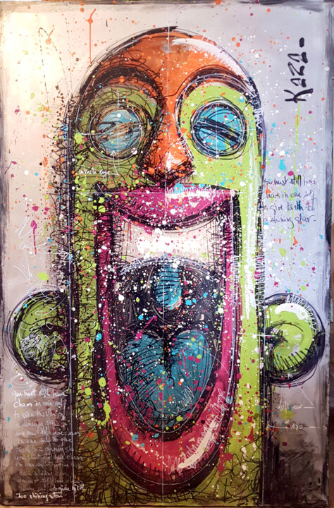 Картина под названием "I am what I am" - Kaza, Подлинное произведение искусства, Акрил Установлен на Деревянная рама для нос…