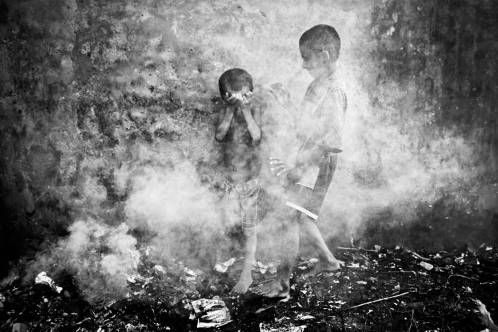 Photography titled "Playing in the smok…" by Kazi Riasat Alve, Original Artwork