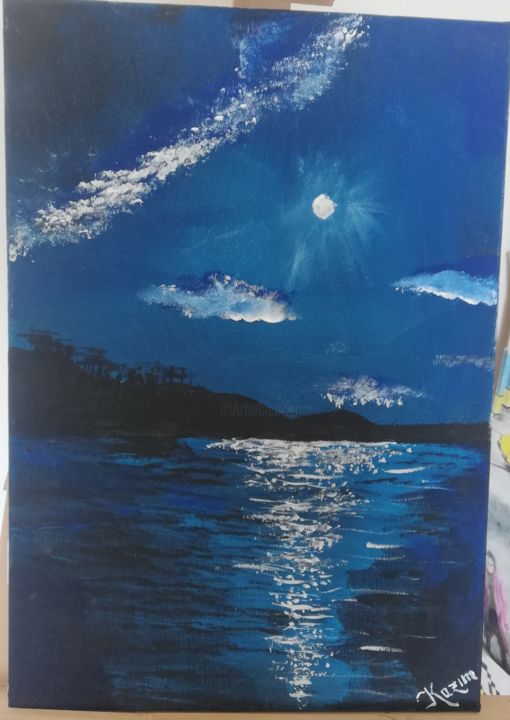 "Night moon" başlıklı Tablo Kazım İPek tarafından, Orijinal sanat, Akrilik