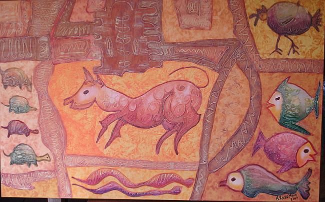 Cachorro e mar - Painting, 70x120 cm ©2007 by H. Kazu Maia -