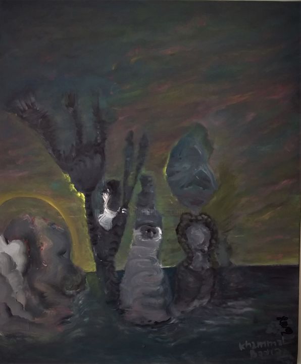 Peinture intitulée "Le témoin" par Bidine, Œuvre d'art originale, Acrylique