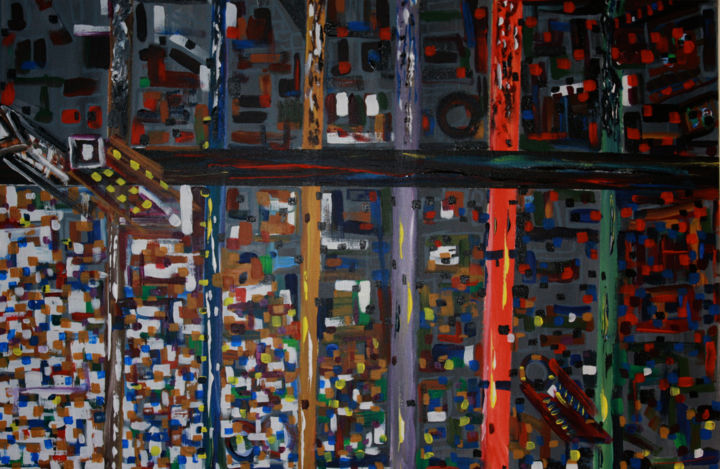 Painting titled "Urbanscape-prot" by Pique, Original Artwork, Acrylic