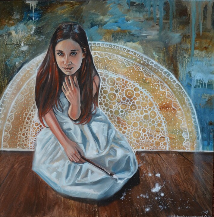 Malerei mit dem Titel "Słońce" von Katarzyna Bruniewska-Gierczak, Original-Kunstwerk, Öl
