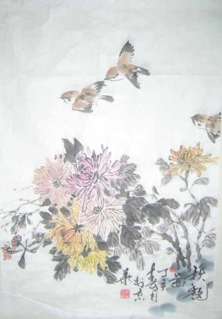 Painting titled "秋艳图" by Ke Xiang Li, Original Artwork