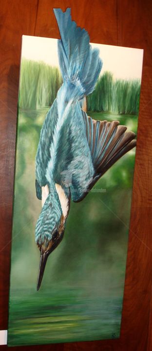 Pintura titulada "Eisvogel" por Keanu Dahinden, Obra de arte original, Oleo