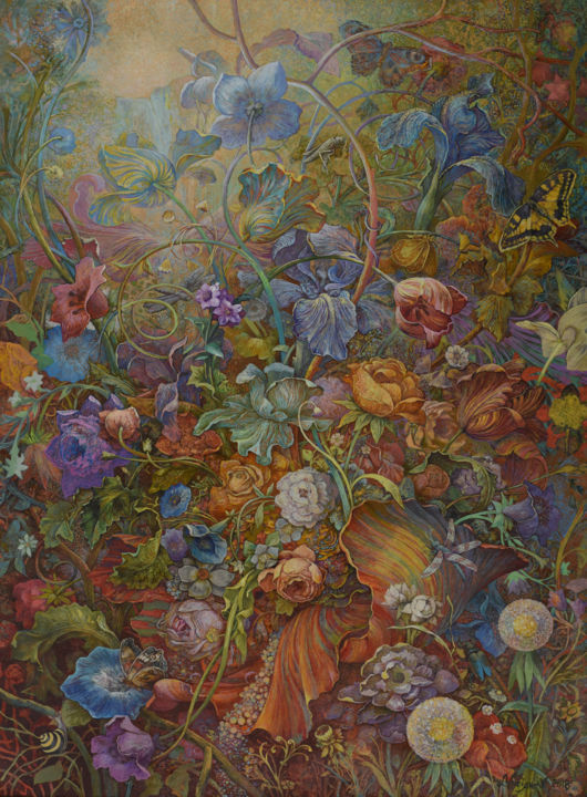 Pintura titulada "Waterfall" por Aleksandr Vutianov, Obra de arte original, Oleo