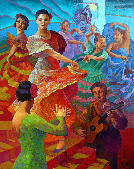 Peinture intitulée "Dance" par Aleksandr Vutianov, Œuvre d'art originale, Huile