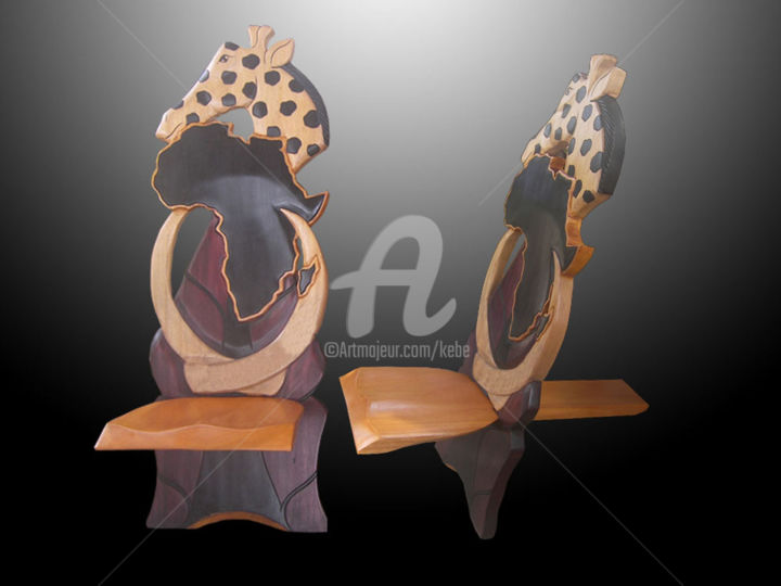 Sculpture titled "Chaise à palabre Af…" by Kebe, Original Artwork, Wood