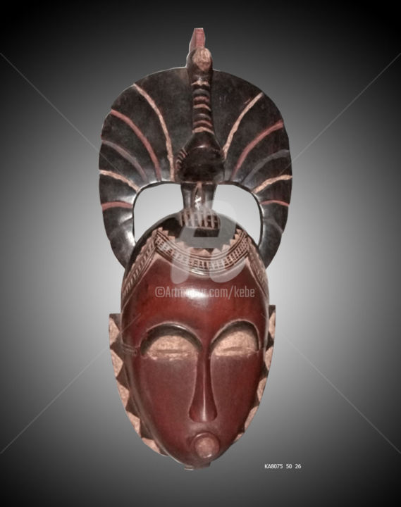 Sculpture intitulée "masque-yahoure-50-2…" par Kebe, Œuvre d'art originale, Bois