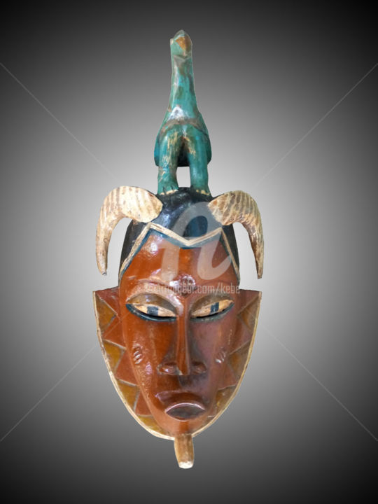 Sculpture titled "Masque Gouro art tr…" by Kebe, Original Artwork, Wood