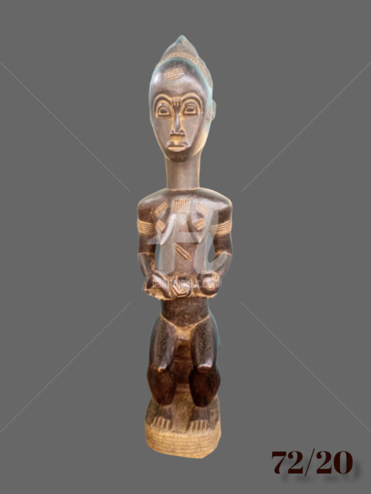 Sculpture titled "STATUE BAOULE  ART…" by Kebe, Original Artwork, Wood