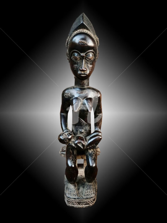 Sculpture intitulée "Statuette  Baoulé a…" par Kebe, Œuvre d'art originale, Bois