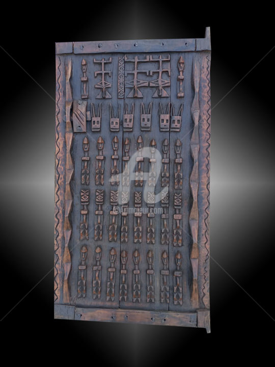 Scultura intitolato "Porte Dogon Art tri…" da Kebe, Opera d'arte originale, Legno