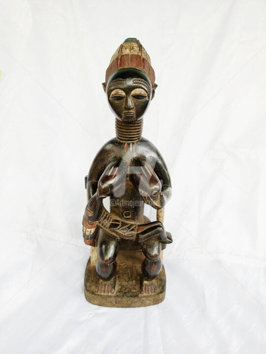 Sculpture intitulée "Statuette Yoruba ar…" par Kebe, Œuvre d'art originale, Bois