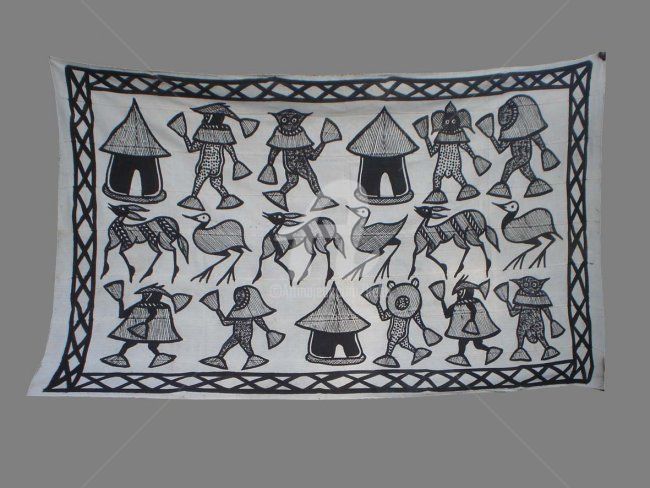 Arte tessile intitolato "Toile de Korhogo" da Kebe, Opera d'arte originale