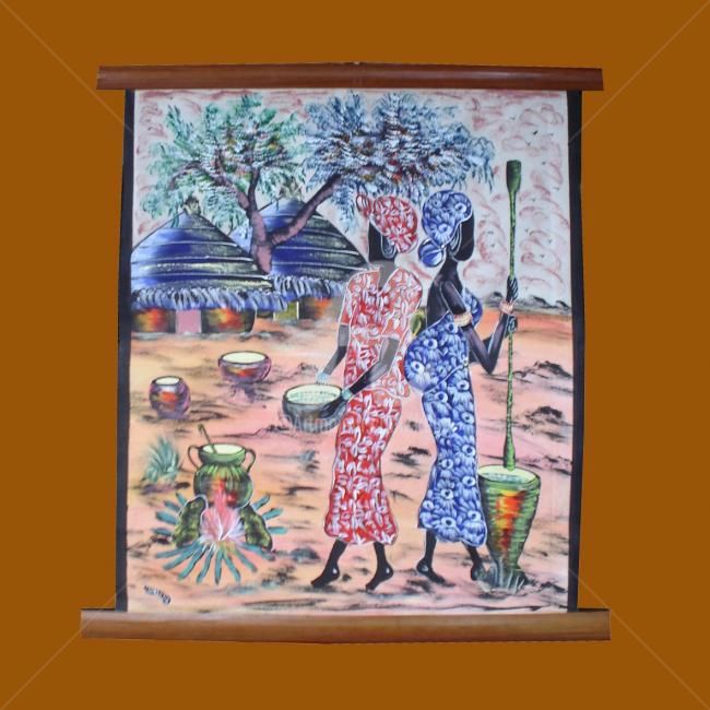 Textile Art titled "Toile Naïf" by Kebe, Original Artwork