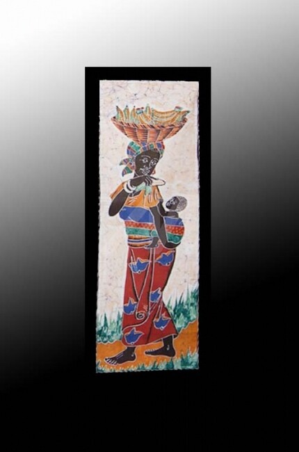 Art textile intitulée "BATIK / ART DECO AF…" par Kebe, Œuvre d'art originale,