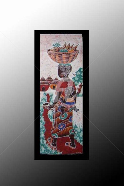 Textile Art titled "BATIK / ART DECO AF…" by Kebe, Original Artwork