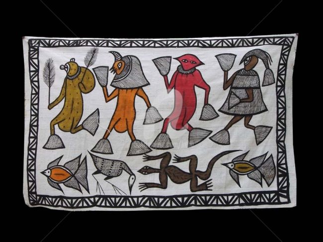纺织艺术 标题为“TOILE DE KORHOGO AR…” 由Kebe, 原创艺术品