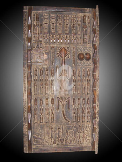 Sculpture titled "PORTE DOGON ART AFR…" by Kebe, Original Artwork