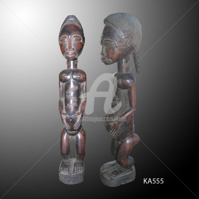 Sculpture titled "Statuette Baoule…" by Kebe, Original Artwork, Wood