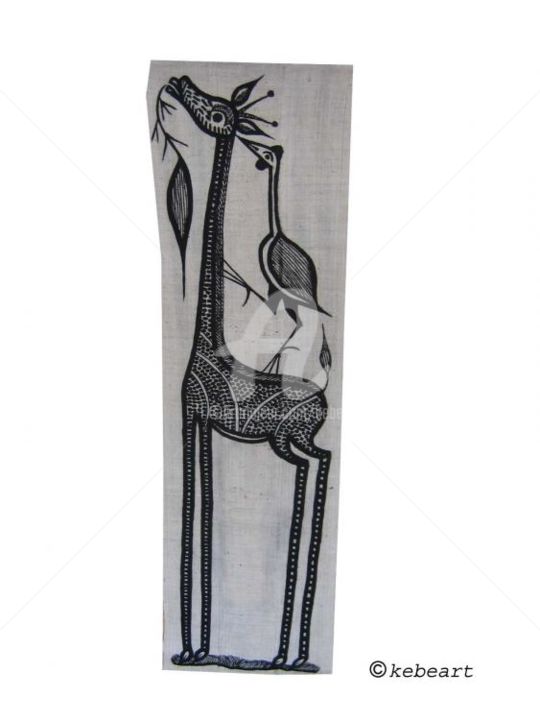 Art textile intitulée "Toile de korhogo" par Kebe, Œuvre d'art originale