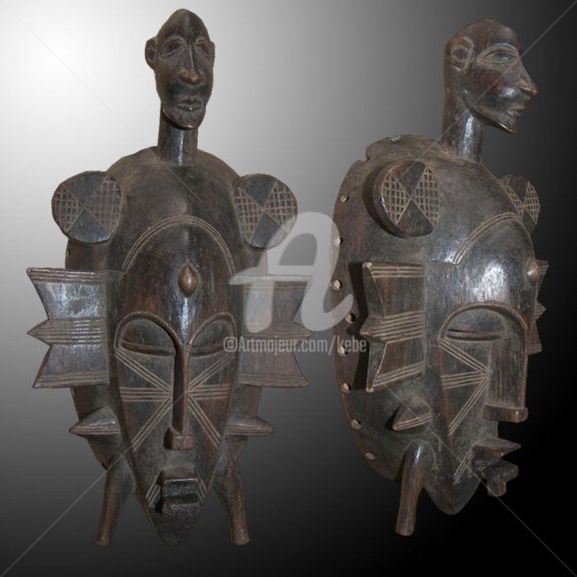 Sculpture titled "Masque Sénoufo art…" by Kebe, Original Artwork, Wood