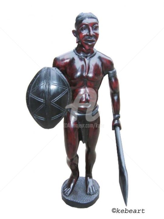 Sculpture intitulée "Statue guerrier en…" par Kebe, Œuvre d'art originale
