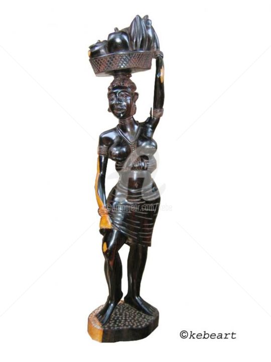 Sculpture intitulée "Statuette en ébéne…" par Kebe, Œuvre d'art originale
