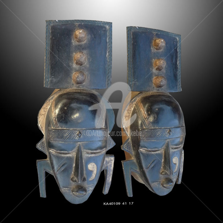 Sculpture intitulée "Masque Baoule art…" par Kebe, Œuvre d'art originale