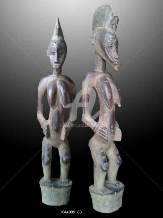 Sculpture titled "Statuette Sénoufo…" by Kebe, Original Artwork, Wood
