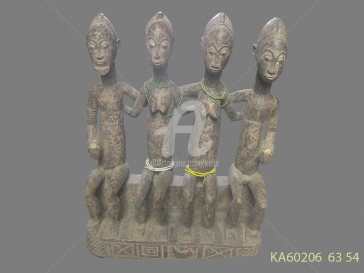 Scultura intitolato "Statuette Baoulé de…" da Kebe, Opera d'arte originale, Legno