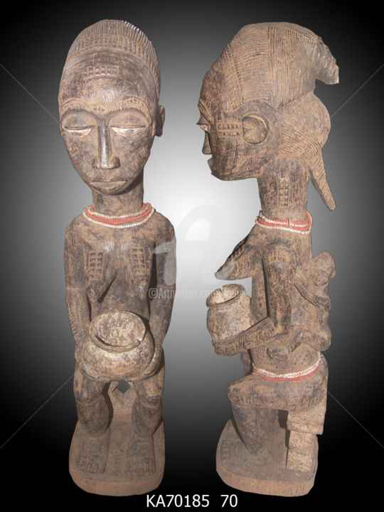 Sculpture intitulée "Statuette Baoulé ar…" par Kebe, Œuvre d'art originale, Bois