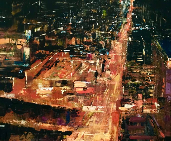 Peinture intitulée "Cityscape" par Keef Art, Œuvre d'art originale, Acrylique