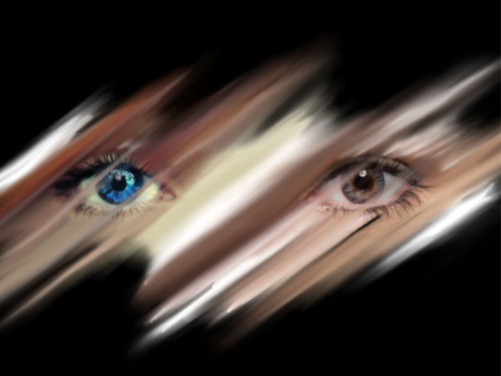 Digitale Kunst mit dem Titel "Augen" von Keep Magic, Original-Kunstwerk, Digitale Malerei