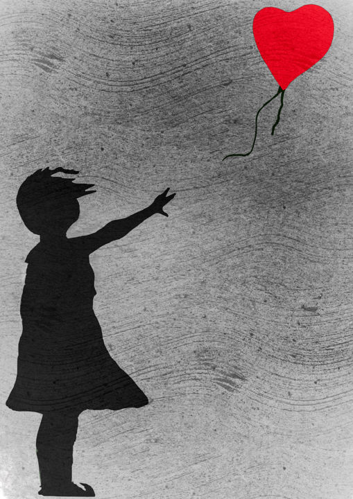 Digitale Kunst mit dem Titel "Girl with balloon (…" von Keep Magic, Original-Kunstwerk, Digitale Malerei