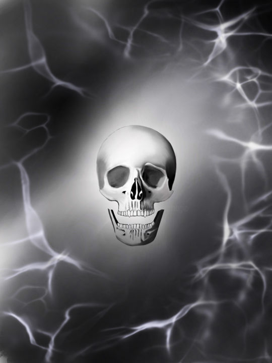 Digital Arts titled "Only Skull" by Keep Magic, Original Artwork, Digital Painting