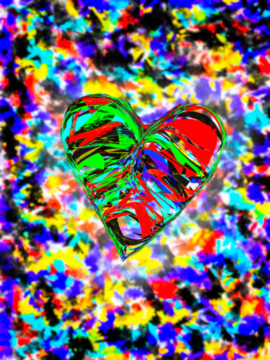 Digitale Kunst getiteld "A Heart for Art" door Keep Magic, Origineel Kunstwerk, Digitaal Schilderwerk Gemonteerd op Frame vo…