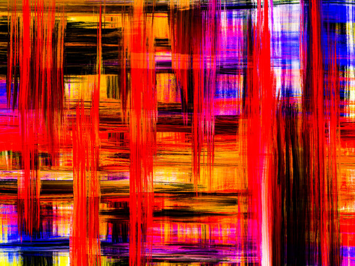 Digital Arts titled ""Farbnebel über Str…" by Keep Magic, Original Artwork, Digital Painting Mounted on Wood Stretcher frame