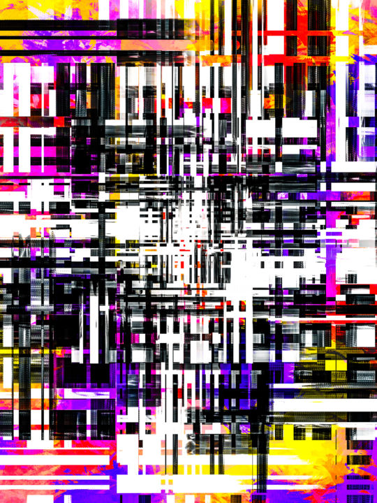 Digitale Kunst getiteld ""City Lights"" door Keep Magic, Origineel Kunstwerk, Digitaal Schilderwerk Gemonteerd op Frame voor…