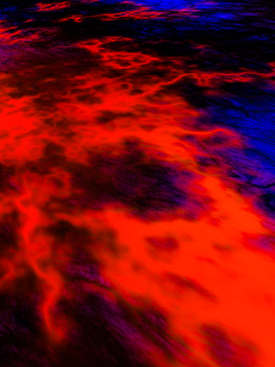 Digitale Kunst mit dem Titel ""Meer im Feuer"" von Keep Magic, Original-Kunstwerk, Digitale Malerei Auf Keilrahmen aus Holz…