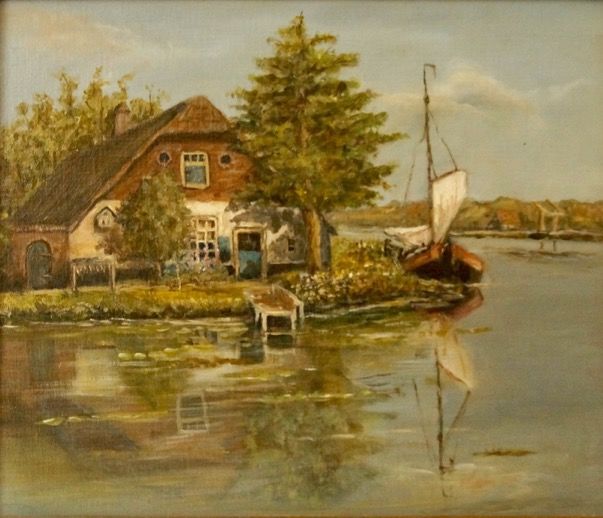Peinture intitulée "Boerderij aan het w…" par Kees Van Baest, Œuvre d'art originale