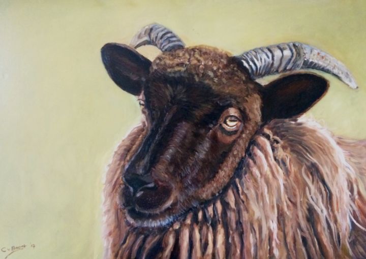 Peinture intitulée "schapenbok.jpg" par Kees Van Baest, Œuvre d'art originale