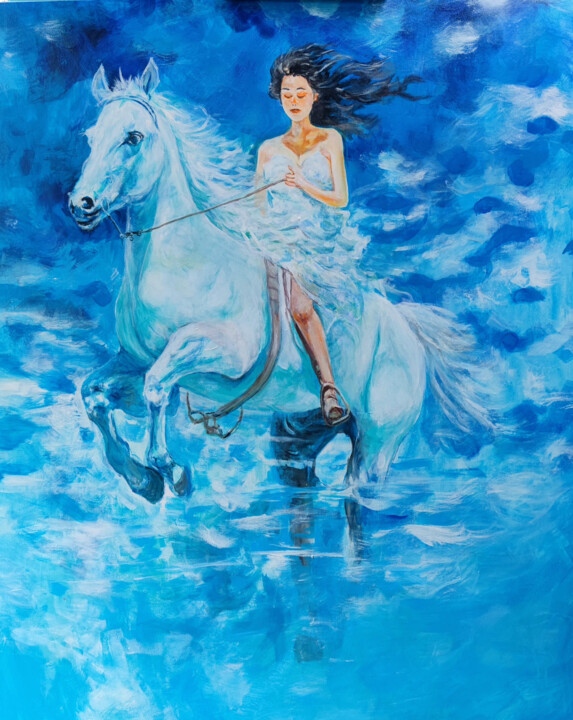 Painting titled "The bride galloping…" by Keihung Yip, Original Artwork, Acrylic