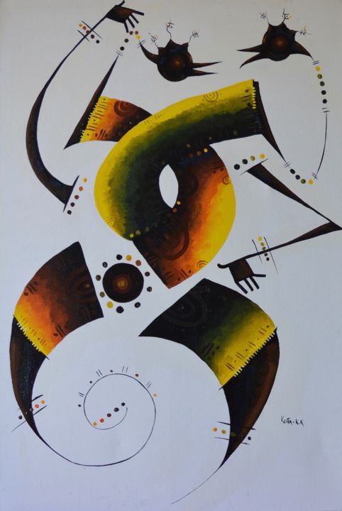 Painting titled "Dramatic Dancers" by Keita Kankam, Original Art, Acrylic