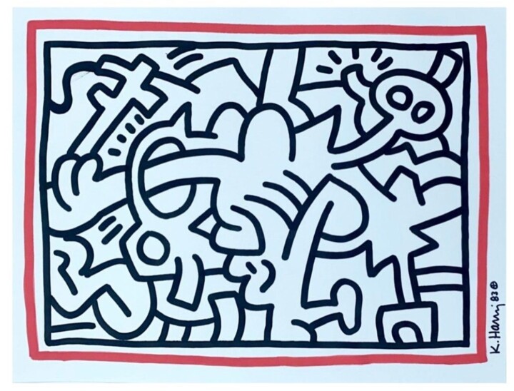 Printmaking titled "Dessin original" by Keith Haring, Original Artwork