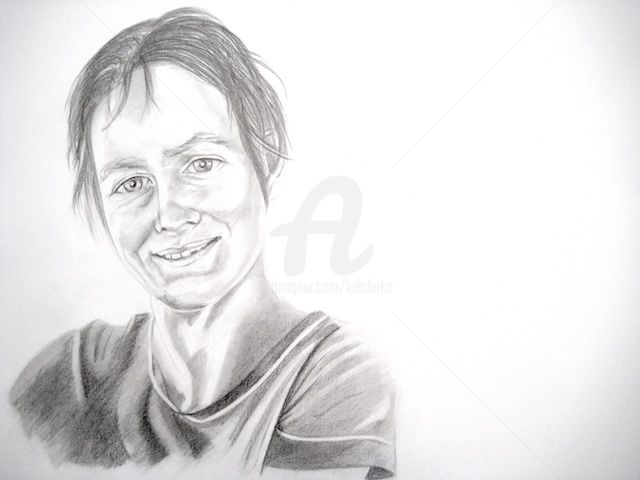 Drawing titled "Untitled Portrait" by Kel Clarke, Original Artwork, Graphite