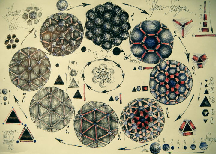 Dessin intitulée "79-algoritm-natural…" par Gabriel Kelemen, Œuvre d'art originale