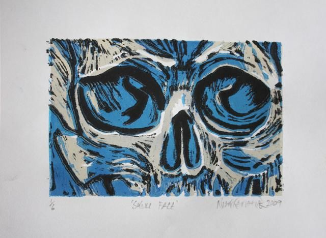 Gravures & estampes intitulée "Skull Face" par Nick Kelleher, Œuvre d'art originale