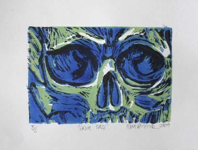 Gravures & estampes intitulée "Skull Face" par Nick Kelleher, Œuvre d'art originale